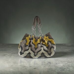 Glenda Gies Handbag Grays Browns Golds
Chevron Chenille Silver-Tone Hardware